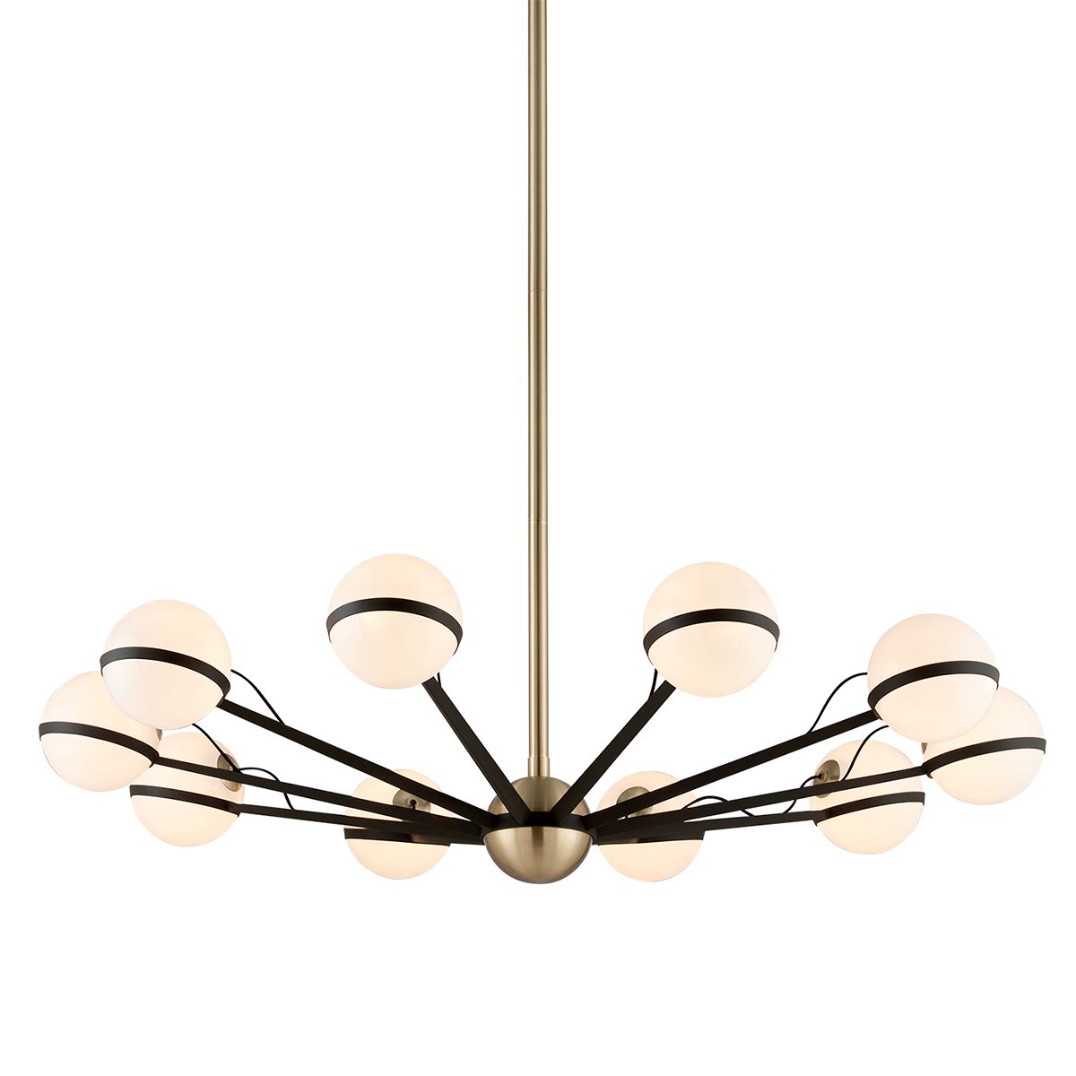 Ace Large Chandelier by Troy Lighting F5306-TBZ/BBA, 10 Light Modern Geometric Design, Opal Glass Shades