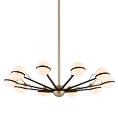 Ace Large Chandelier by Troy Lighting F5306-TBZ/BBA, 10 Light Modern Geometric Design, Opal Glass Shades