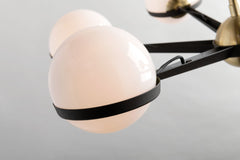 Ace Medium Chandelier by Troy Lighting, Dimmable Lighting, Opal Glass Shades, Textured Bronze/Brushed Brass Finish