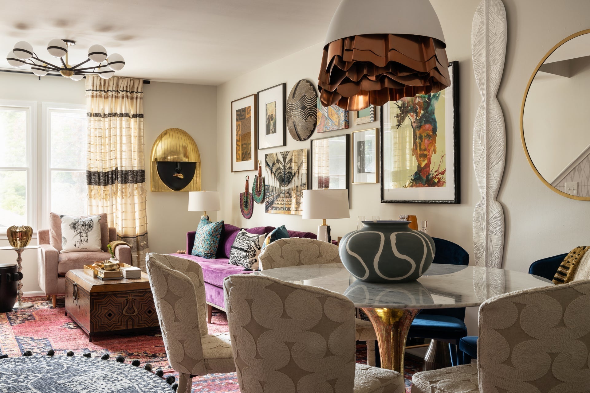 Ace Medium Chandelier by Troy Lighting, Dimmable Lighting, Opal Glass Shades, Textured Bronze/Brushed Brass Finish