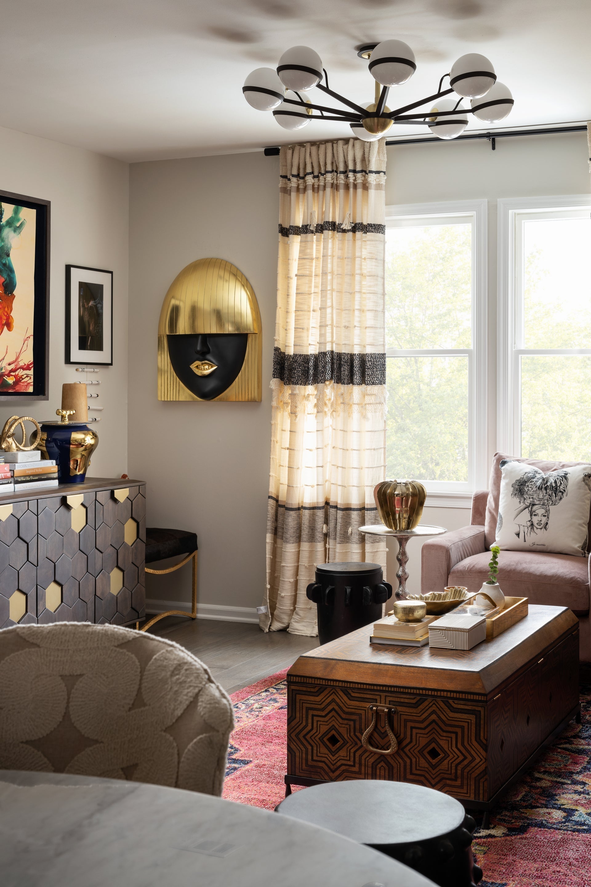 Ace Medium Chandelier by Troy Lighting, Dimmable Lighting, Opal Glass Shades, Textured Bronze/Brushed Brass Finish