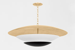 Adara Large Chandelier 6-Light Vintage Gold Leaf & Soft Black Metal, Adjustable Height 17.5" - 87.75