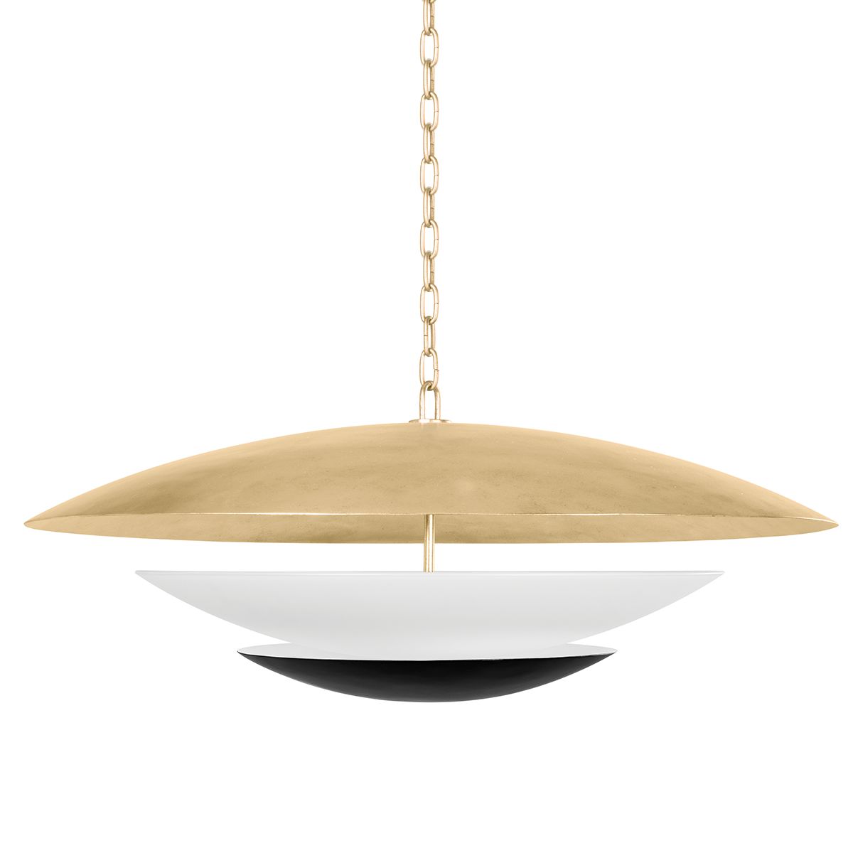 Adara Large Chandelier 6-Light Vintage Gold Leaf & Soft Black Metal, Adjustable Height 17.5" - 87.75