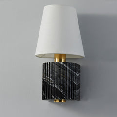 Aden Sconce 15.5" Modern Wall Light by Corbett Lighting with Aged Brass Finish and Dimmable Linen Shade