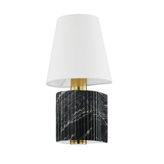 Aden Sconce 15.5" Modern Wall Light by Corbett Lighting with Aged Brass Finish and Dimmable Linen Shade