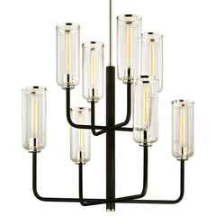 Aeon Large 8-Light Chandelier by Troy Lighting in Carbide Black with Polished Nickel Accents