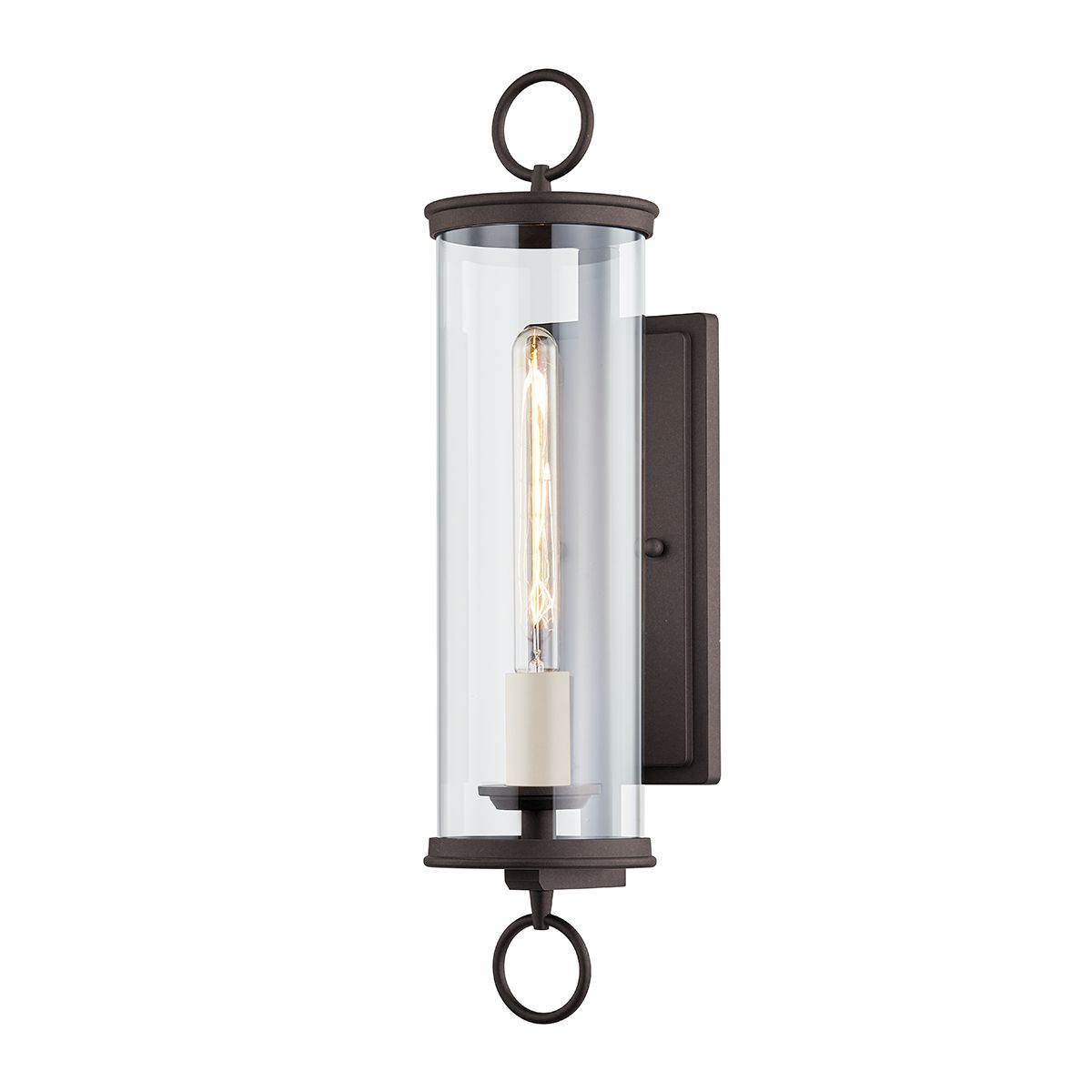 Aiden 23.25" Large Outdoor Wall Sconce by Troy Lighting in Textured Bronze with Clear Glass Shade