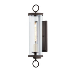 Aiden 23.25" Large Outdoor Wall Sconce by Troy Lighting in Textured Bronze with Clear Glass Shade