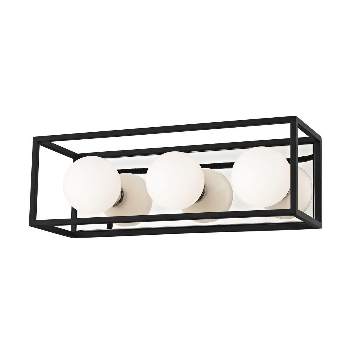 Mitzi Aira 3-Light Dimmable Vanity Light with Matte White Glass, Aged Brass/Black or Polished Nickel/Black