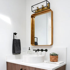 Mitzi Aira 3-Light Dimmable Vanity Light with Matte White Glass, Aged Brass/Black or Polished Nickel/Black
