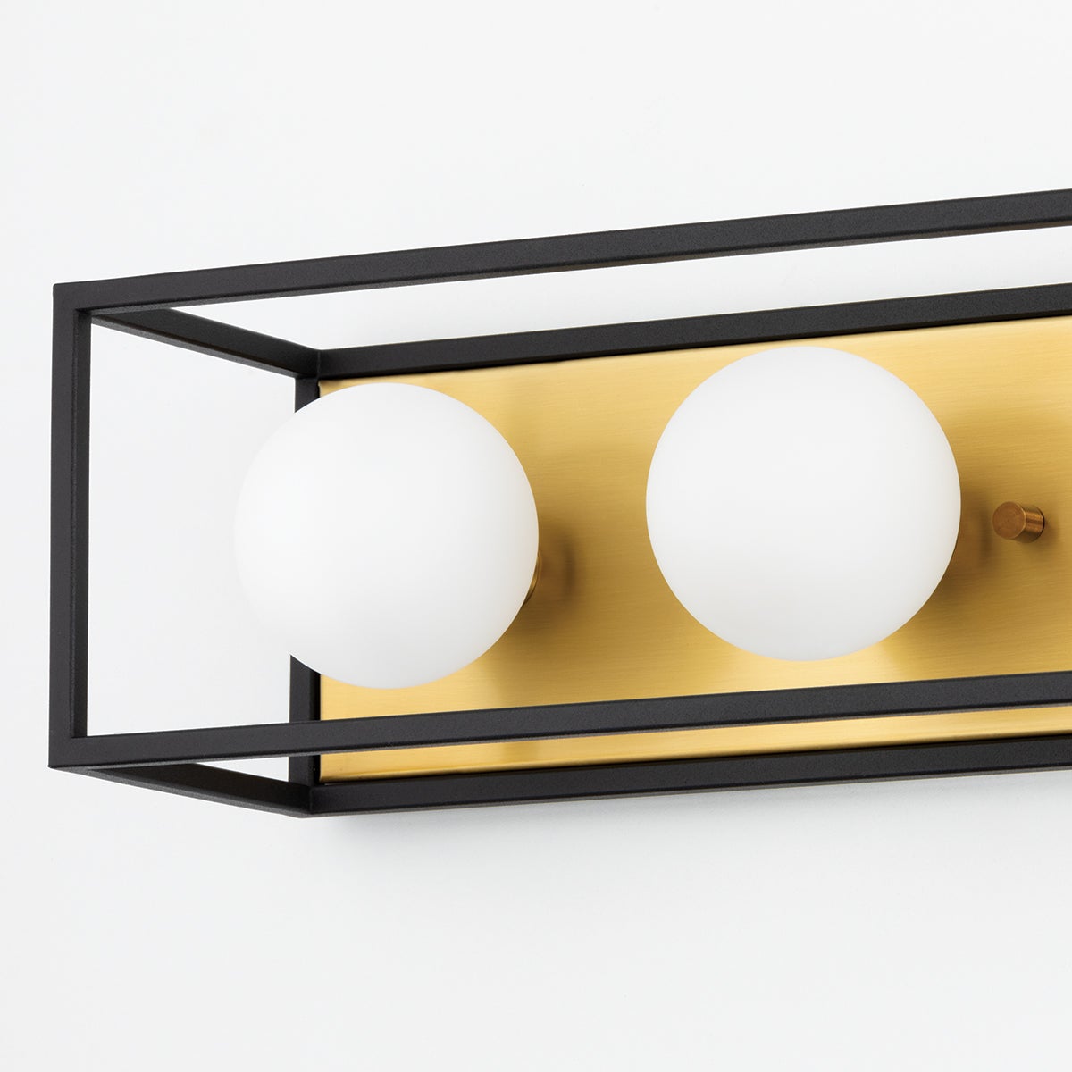 Mitzi Aira 3-Light Dimmable Vanity Light with Matte White Glass, Aged Brass/Black or Polished Nickel/Black