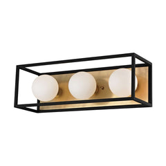 Mitzi Aira 3-Light Dimmable Vanity Light with Matte White Glass, Aged Brass/Black or Polished Nickel/Black