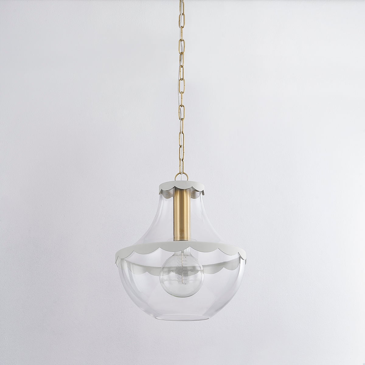 Alaina Large Pendant Light by Mitzi, Aged Brass Finish, Dimmable, Clear Glass Shade, 16.5" H