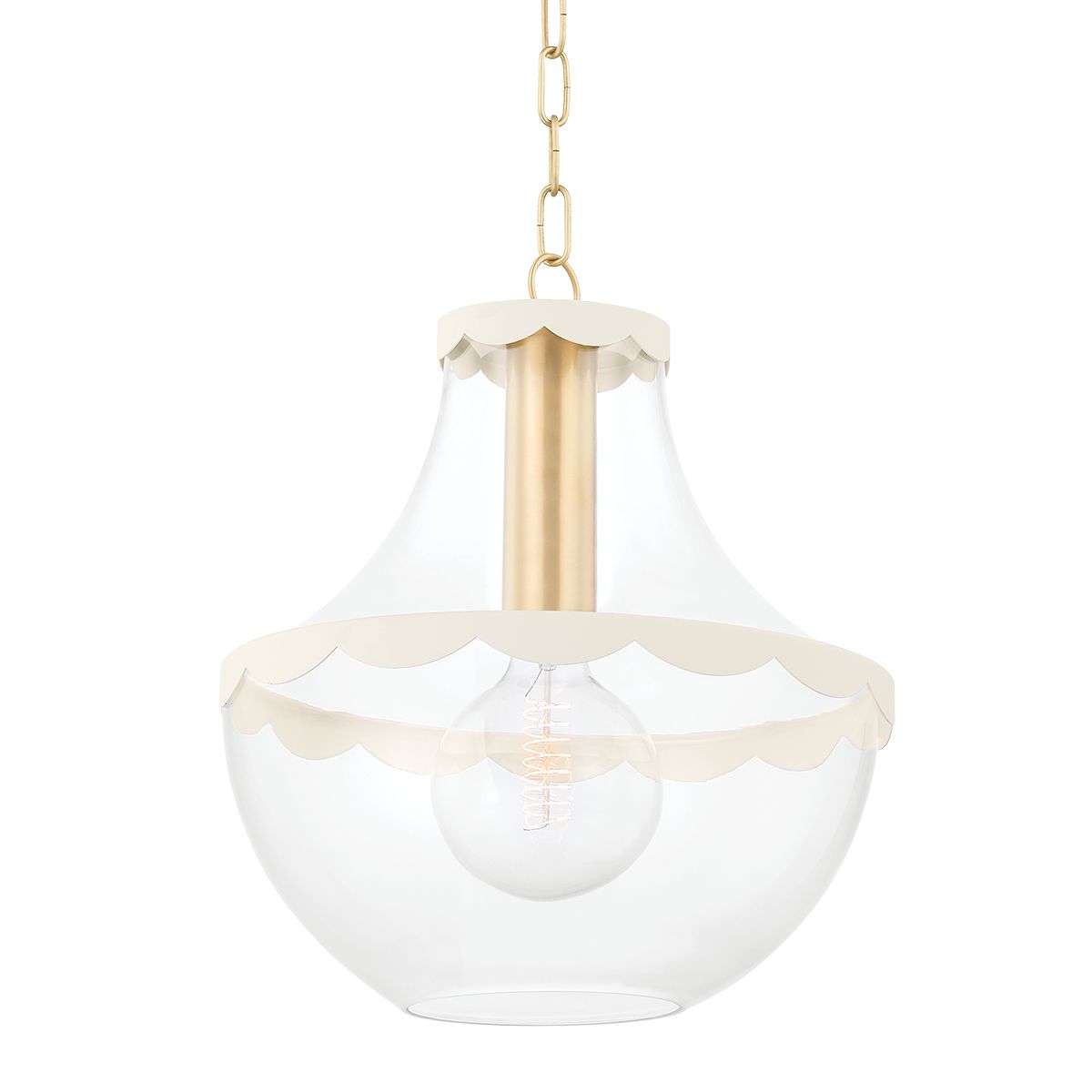 Alaina Large Pendant Light by Mitzi, Aged Brass Finish, Dimmable, Clear Glass Shade, 16.5" H