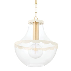 Alaina Large Pendant Light by Mitzi, Aged Brass Finish, Dimmable, Clear Glass Shade, 16.5" H