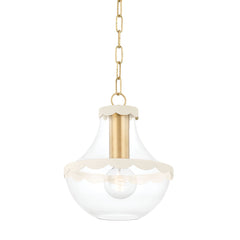 Mitzi Alaina Pendant Light 12.25" Height Bell-Shaped Design Aged Brass Finish Dimmable UL Damp Rated