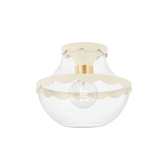 Alaina Semi-Flush Ceiling Light by Mitzi, Aged Brass Finish, Dimmable, 4 Light Fixture, Modern Elegance