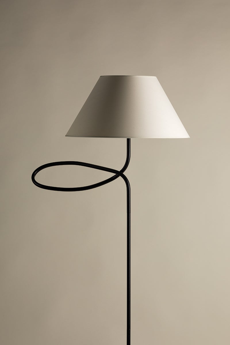 Alameda Floor Lamp by Troy Lighting - Dimmable, Off-White Linen Shade, Forged Iron Design