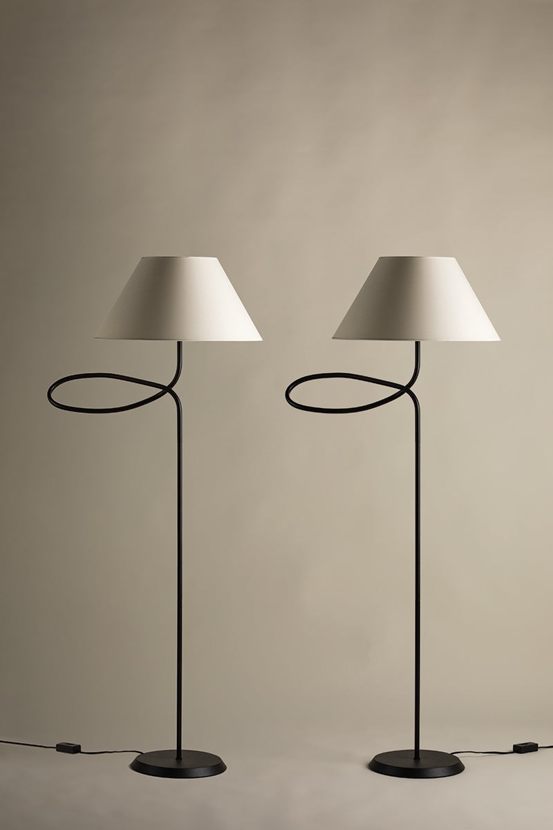 Alameda Floor Lamp by Troy Lighting - Dimmable, Off-White Linen Shade, Forged Iron Design