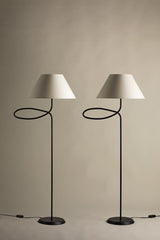Alameda Floor Lamp by Troy Lighting - Dimmable, Off-White Linen Shade, Forged Iron Design