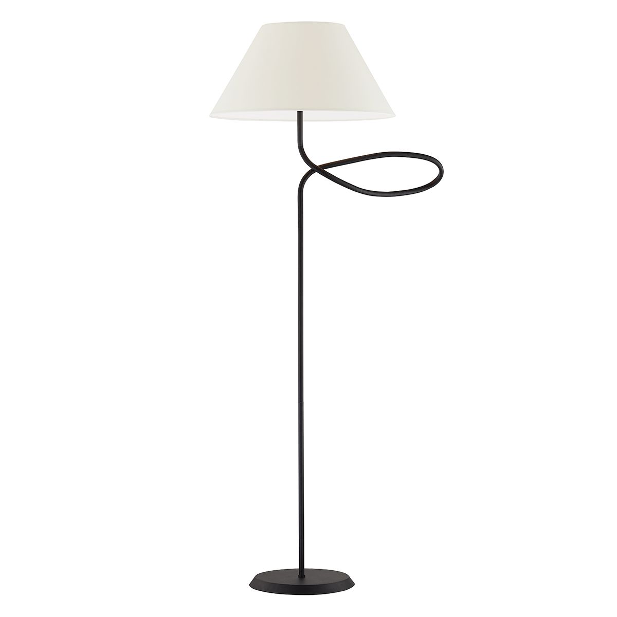 Alameda Floor Lamp by Troy Lighting - Dimmable, Off-White Linen Shade, Forged Iron Design