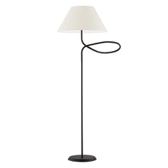 Alameda Floor Lamp by Troy Lighting - Dimmable, Off-White Linen Shade, Forged Iron Design