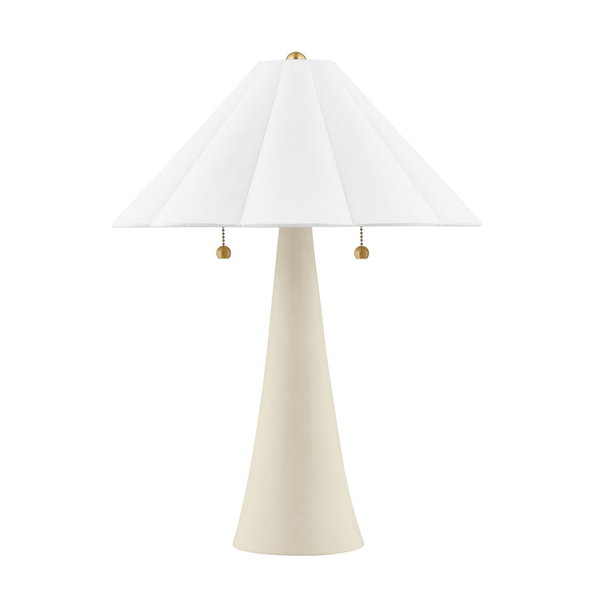 Alana Table Lamp by Mitzi with Dimmable Feature, Aged Brass Finish, 23" Height, Antique Ivory Scalloped Shade