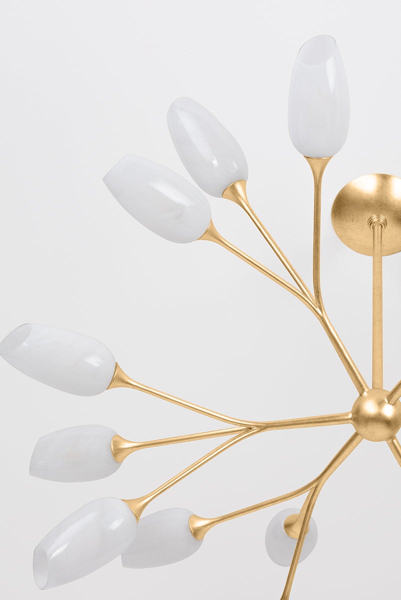 Aldean Chandelier By Troy Lighting, Nature-Inspired Design, 18 Bulb Capacity, Adjustable Height 20.75"-63