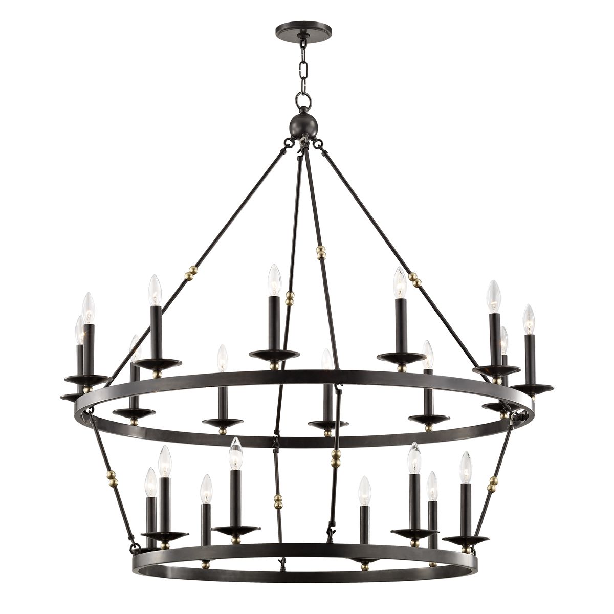 Allendale 20-Light Wagon-Wheel Chandelier by Hudson Valley Lighting - Aged Brass, Old Bronze, Nickel
