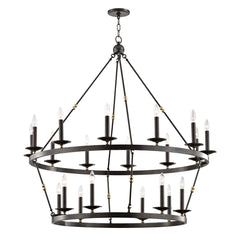 Allendale 20-Light Wagon-Wheel Chandelier by Hudson Valley Lighting - Aged Brass, Old Bronze, Nickel