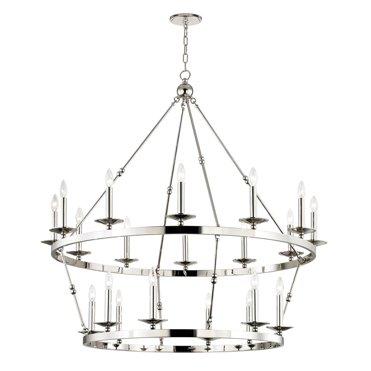 Allendale 20-Light Wagon-Wheel Chandelier by Hudson Valley Lighting - Aged Brass, Old Bronze, Nickel