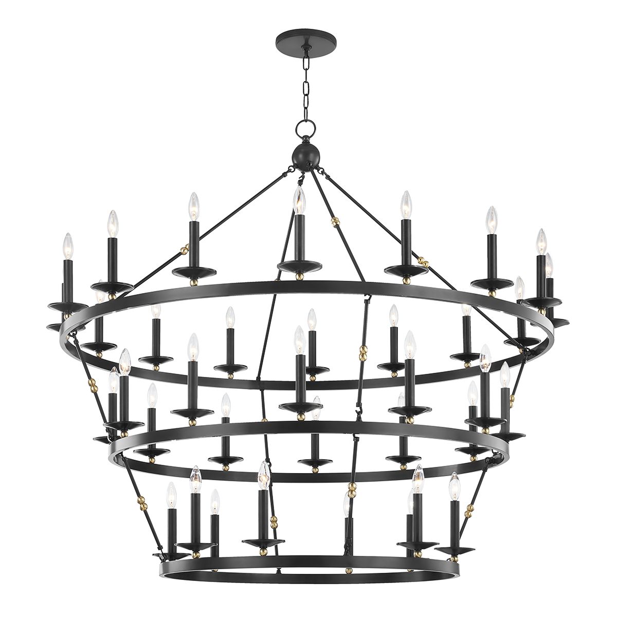Allendale 36-Light Chandelier by Hudson Valley Lighting - Wagon-Wheel Design, Dimmable, Aged Brass/Bronze