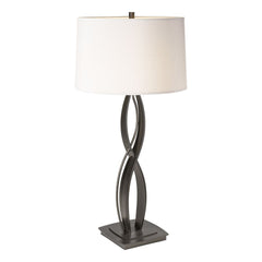 Almost Infinity Tall Table Lamp 31” by Hubbardton Forge, Handcrafted Steel, Dimmable Linen Shade