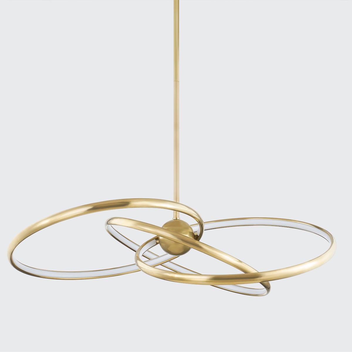 Alula Chandelier by Corbett Lighting with 3 Dimmable LED Rings, Vintage Brass Finish, 1050 Lumens