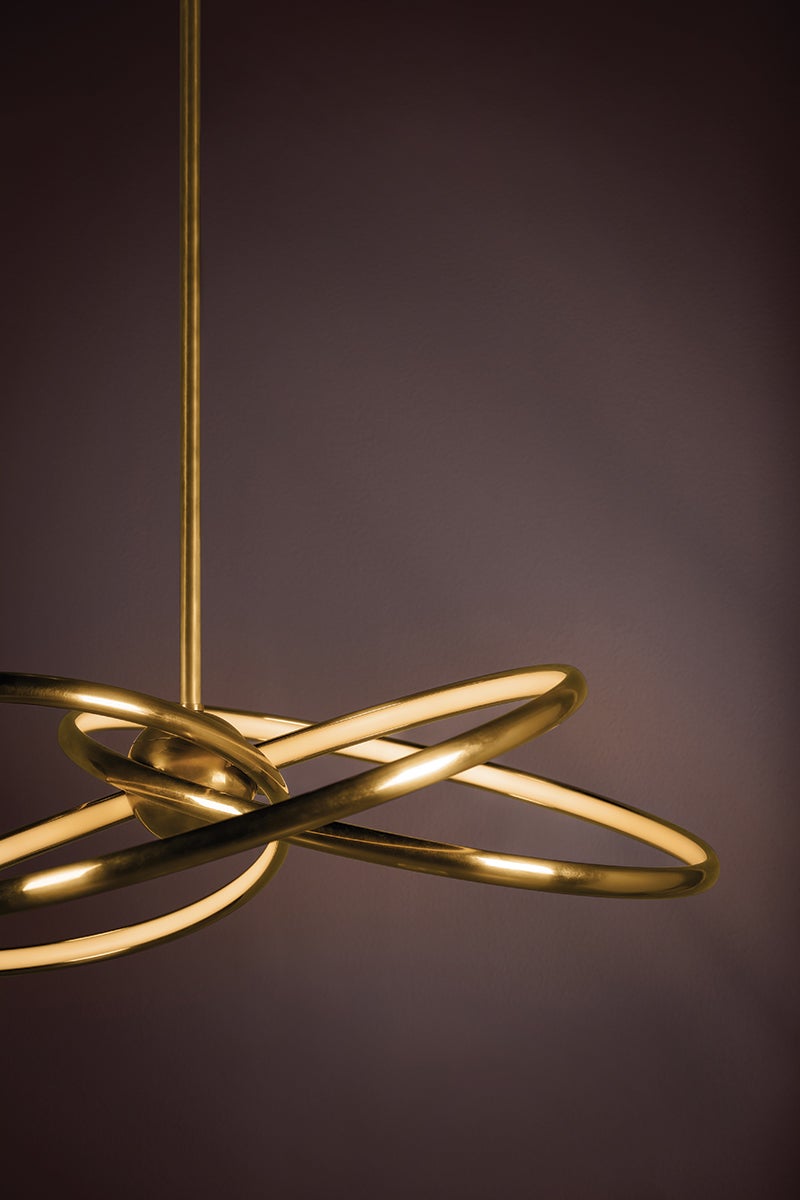 Alula Chandelier by Corbett Lighting with 3 Dimmable LED Rings, Vintage Brass Finish, 1050 Lumens