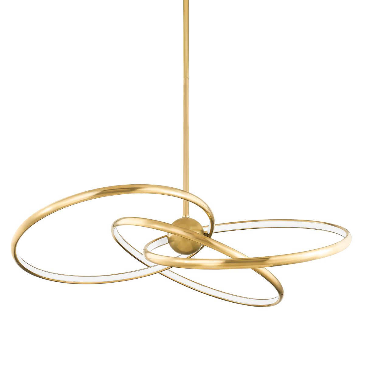 Alula Chandelier by Corbett Lighting with 3 Dimmable LED Rings, Vintage Brass Finish, 1050 Lumens