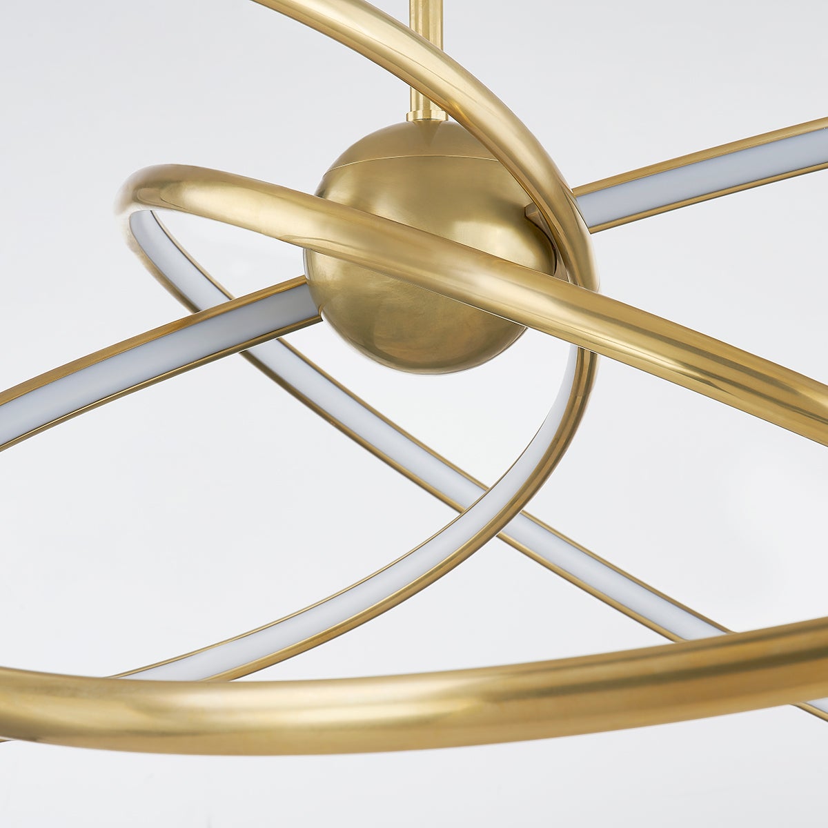 Alula 60-Inch Large Chandelier by Corbett Lighting with 3 Dimmable LED Rings and Vintage Brass Finish