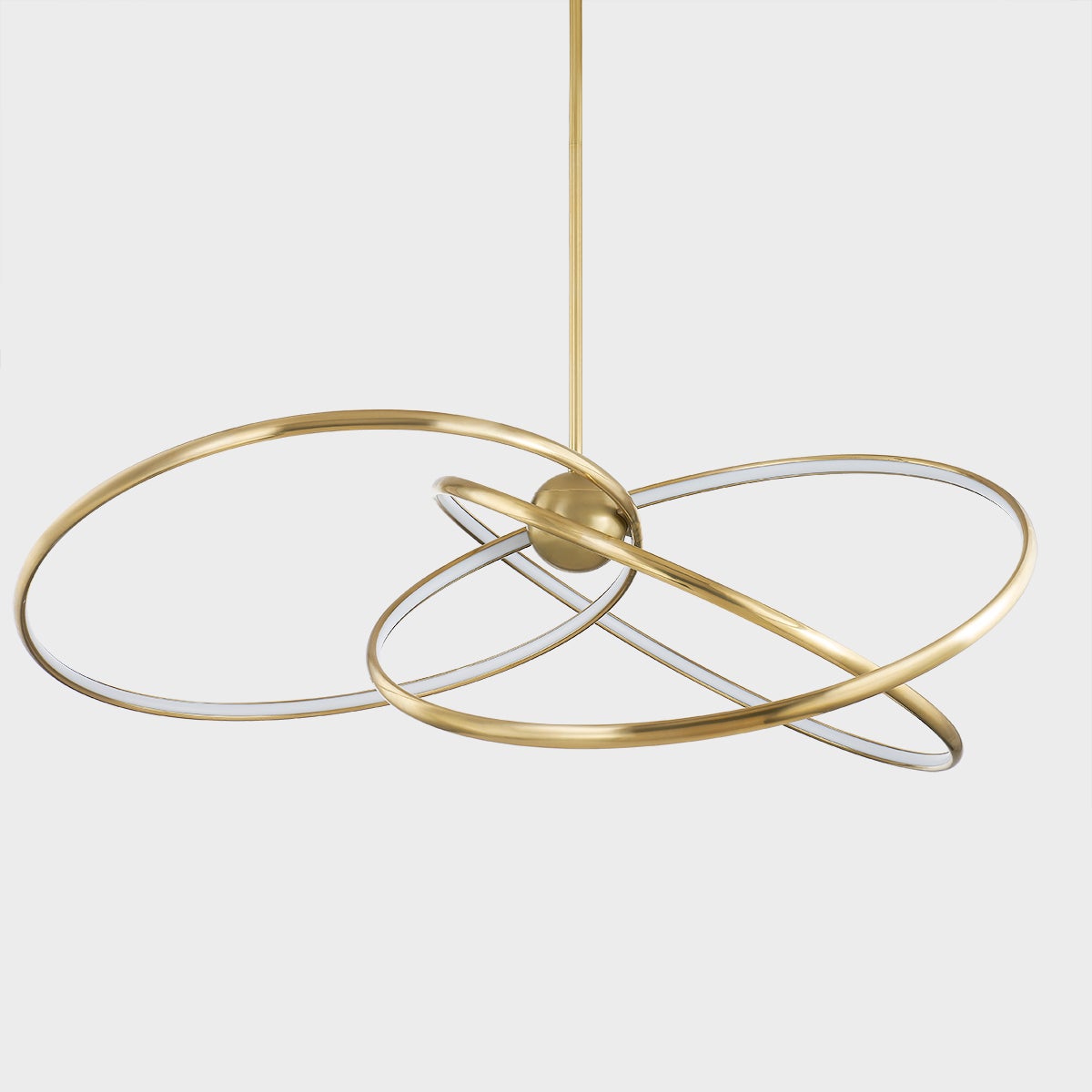 Alula 60-Inch Large Chandelier by Corbett Lighting with 3 Dimmable LED Rings and Vintage Brass Finish