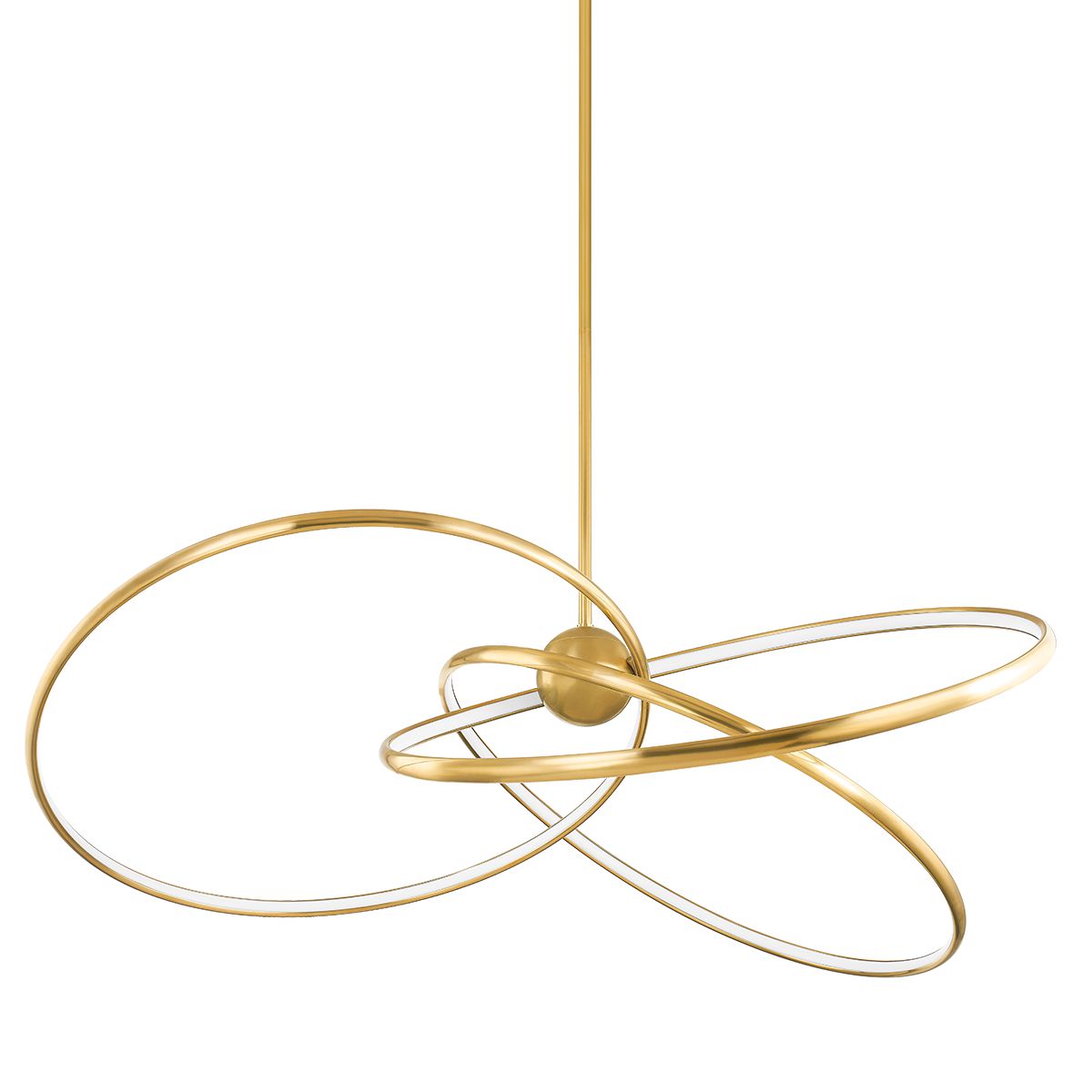 Alula 60-Inch Large Chandelier by Corbett Lighting with 3 Dimmable LED Rings and Vintage Brass Finish