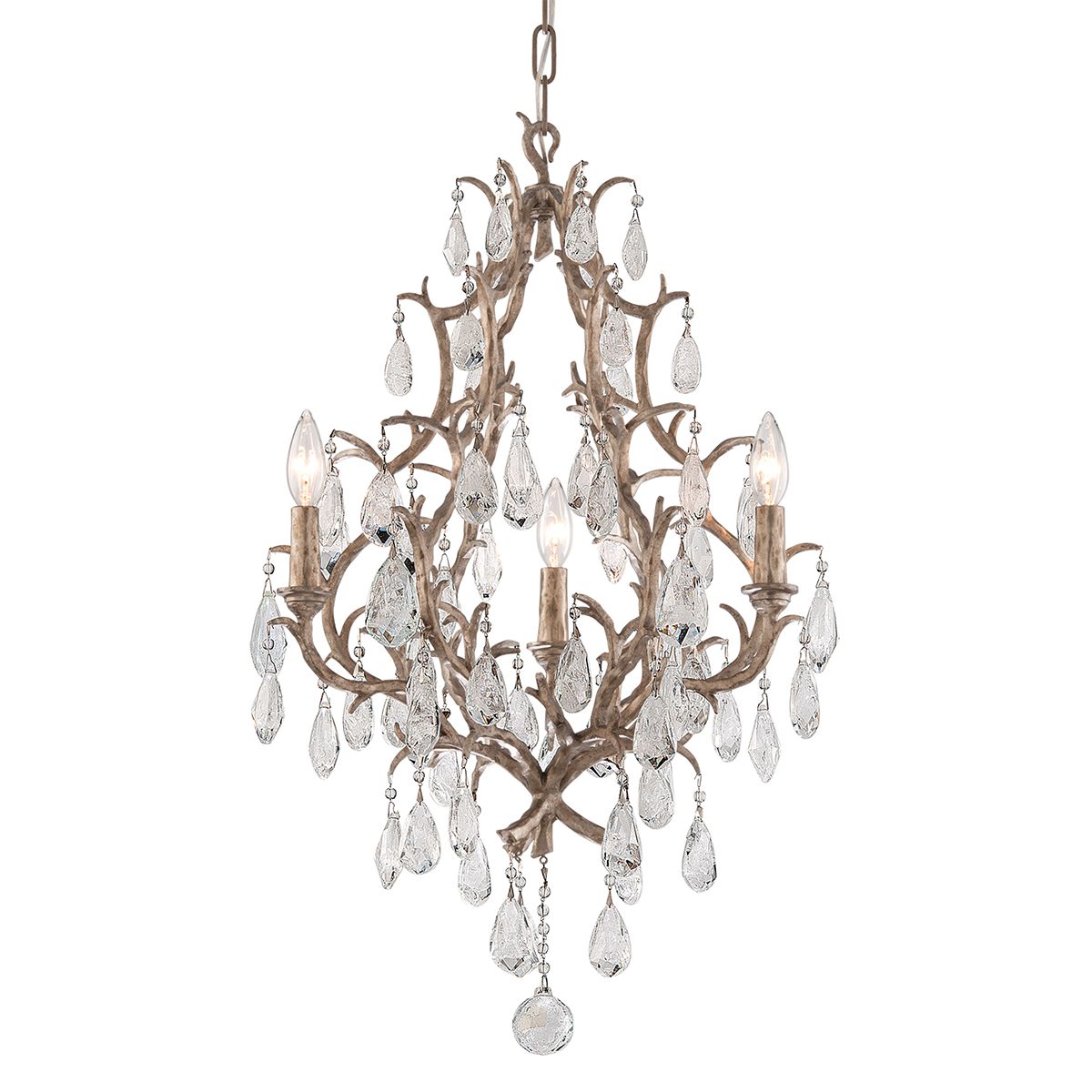 Amadeus Mini Chandelier by Corbett Lighting, 30.5" High, 3 Bulb, Handcrafted Iron, Vienna Bronze Finish