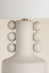 Mitzi Amalia Table Lamp With Speckled Crackle Glaze And Linen Shade In Aged Brass Finish
