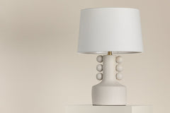 Mitzi Amalia Table Lamp With Speckled Crackle Glaze And Linen Shade In Aged Brass Finish