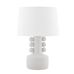 Mitzi Amalia Table Lamp With Speckled Crackle Glaze And Linen Shade In Aged Brass Finish