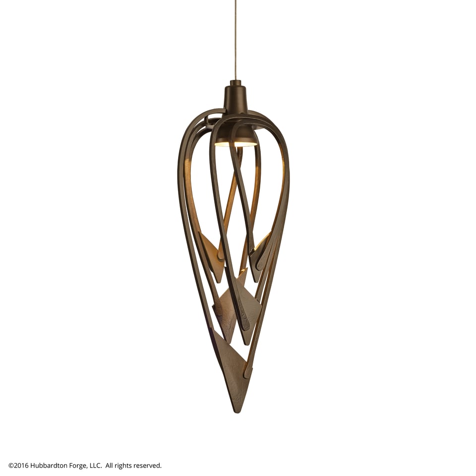 Hubbardton Forge Amulet 12V Low Voltage Mini Pendant Light - Handcrafted Steel, Dimmable, 18.2”H
