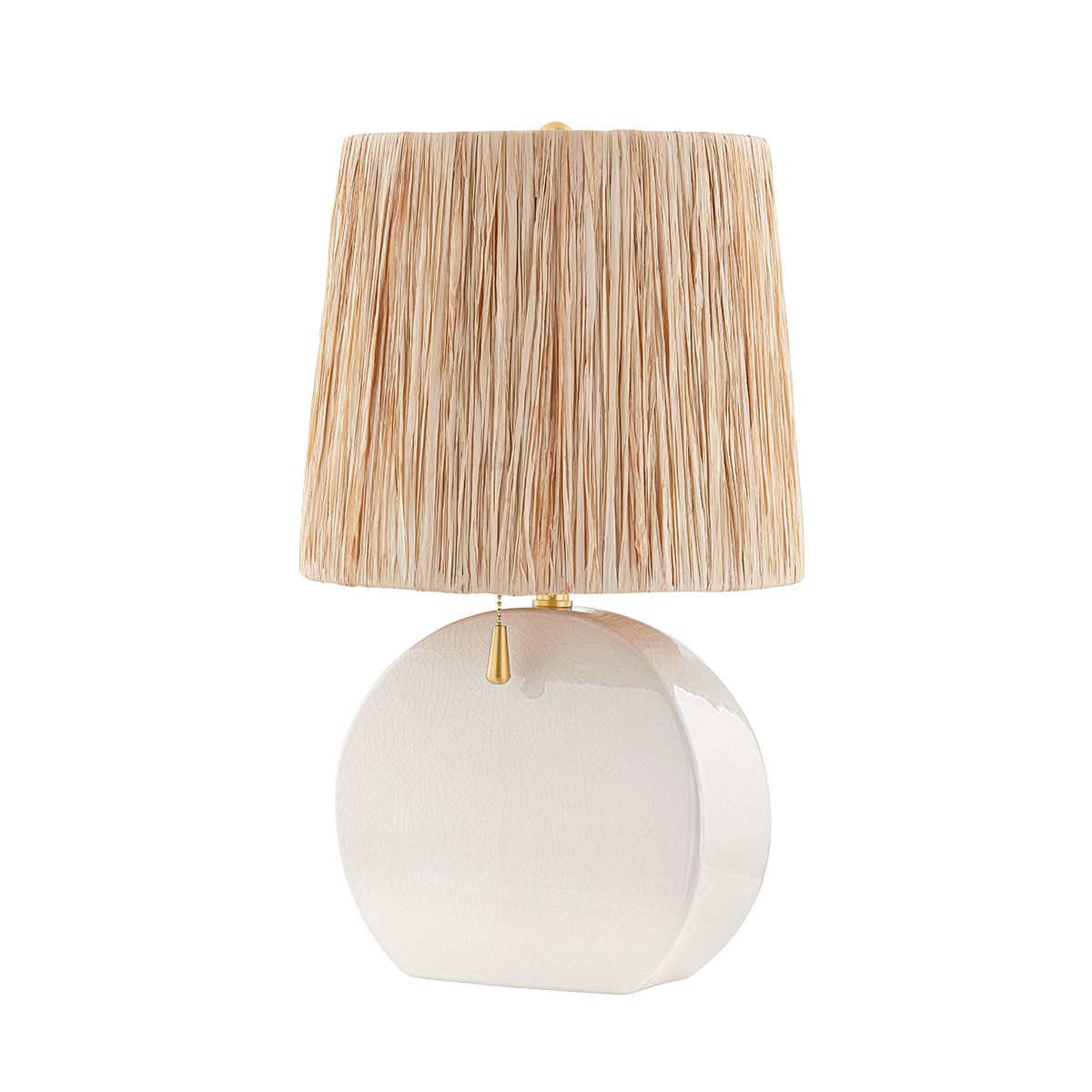 Mitzi Aneesa 21-Inch Table Lamp with Aged Brass Finish and Raffia Shade, Glossy Crackle Glaze
