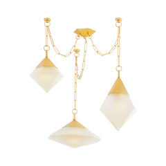 Angelique 3-Light Chandelier by Corbett Lighting - Vintage Brass Finish, Adjustable Height, UL Damp Rated