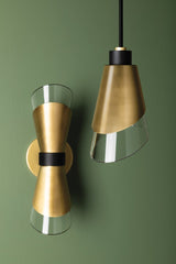 Angie Pendant Light by Mitzi H130701-AGB/BK, Dimmable, Adjustable Height, Aged Brass & Glass Shade