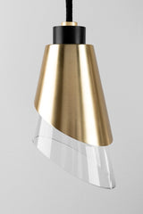 Angie Pendant Light by Mitzi H130701-AGB/BK, Dimmable, Adjustable Height, Aged Brass & Glass Shade