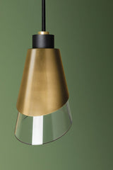 Angie Pendant Light by Mitzi H130701-AGB/BK, Dimmable, Adjustable Height, Aged Brass & Glass Shade