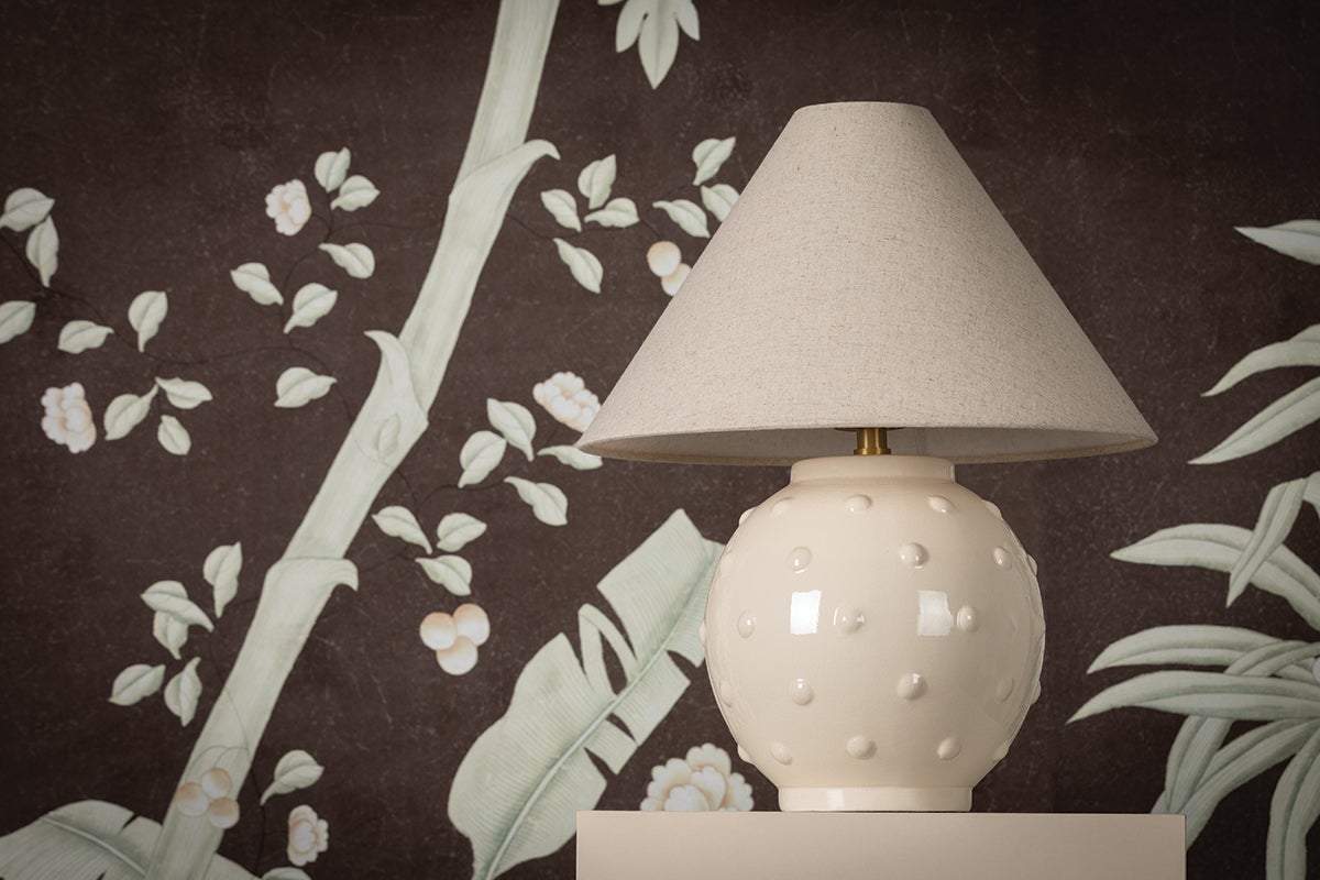 Mitzi Annabelle Table Lamp, Dimmable, Aged Brass Finish, 18” Height, Natural Linen Shade